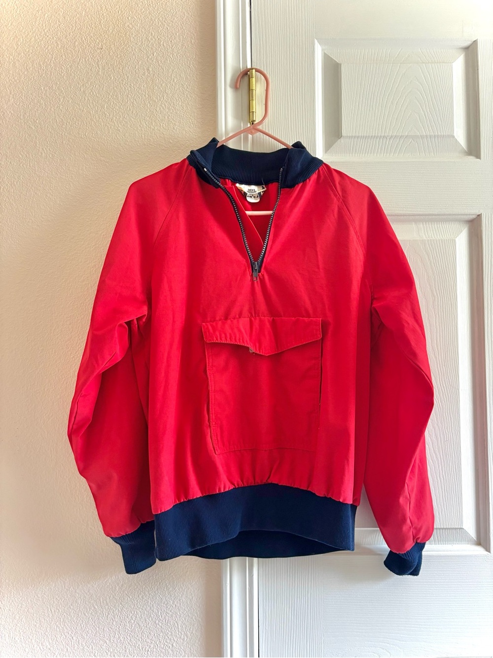 Vintage Mother Karens Windbreaker Jacket Red Blue Pullover Half Zip M